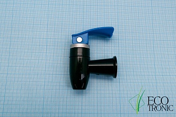 Краник для кулера, синий (внутр.резьба, нажим "рукой", цвет черный)